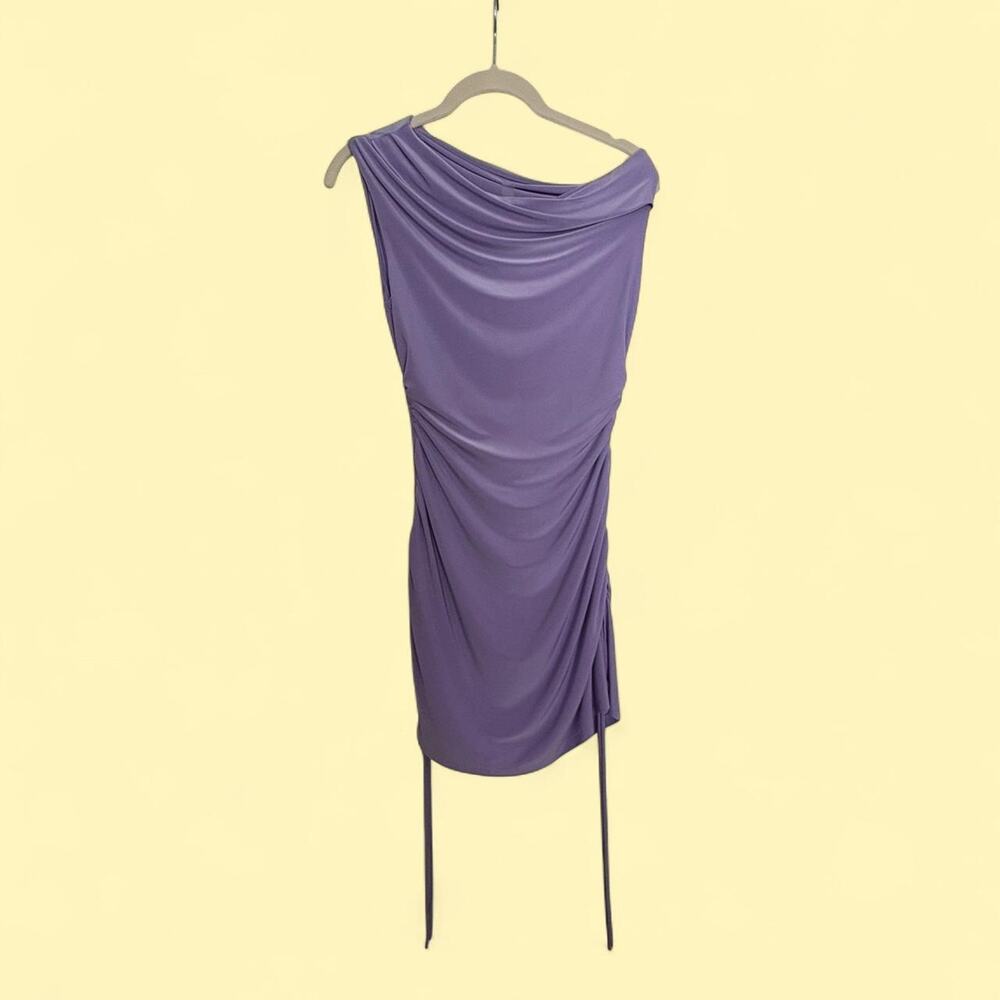 Purple one shoulder mini dress